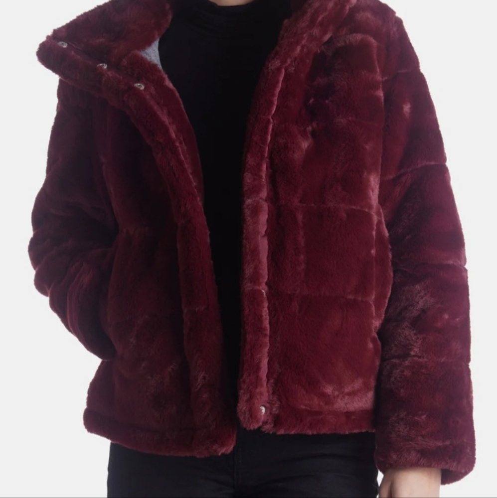 NWT Faux Fur Wine colored jacket WARM